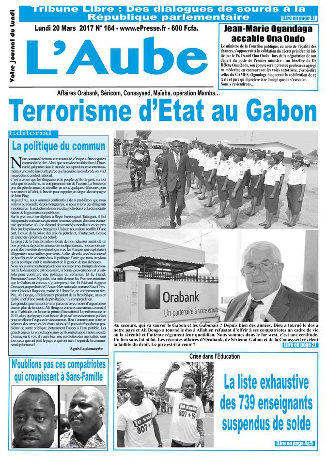 L'Aube 20 mars 2017 L'Aube N°164 du 20 mars 2017 à télécharger sur iPad