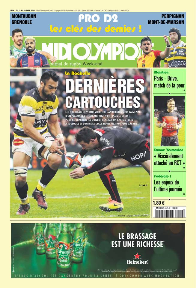 Midi Olympique Vert 27 avril 2018 Abonnement Midi Olympique Pas Cher avec le BOUQUET SPORT ePresse.fr