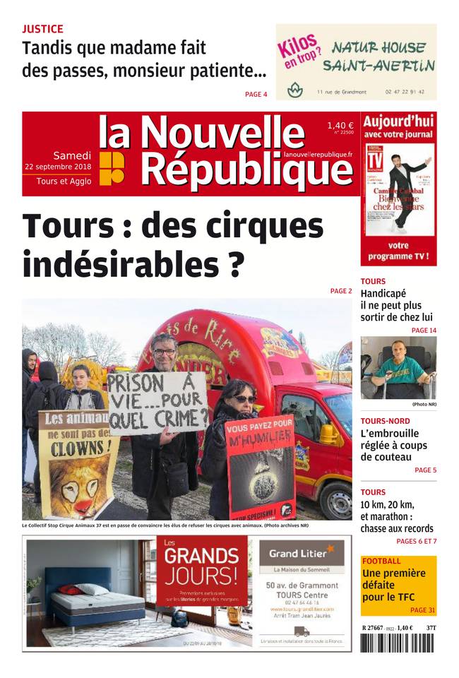 La Nouvelle République 22 septembre 2018 Abonnement Nouvelle République Pas Cher avec le BOUQUET ePresse.fr