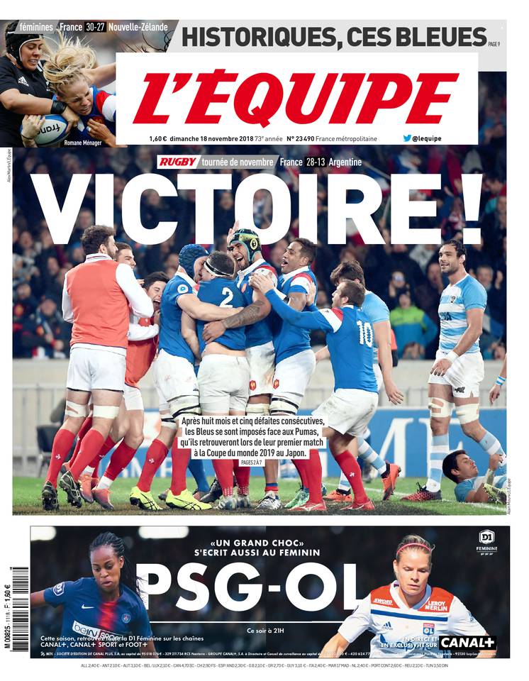 L'Équipe 18 novembre 2018 L'Équipe du 18 novembre 2018 à télécharger sur iPad