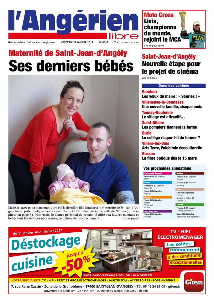 L'Angérien Libre 27 janvier 2017 L'Angérien Libre N°4587 du 27 janvier 2017 à télécharger sur iPad