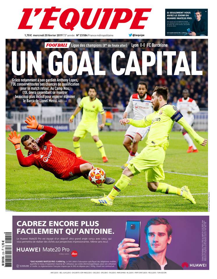 le journal 20 février 2019 Abonnement à L'Équipe Pas Cher avec le BOUQUET SPORT ePresse.fr