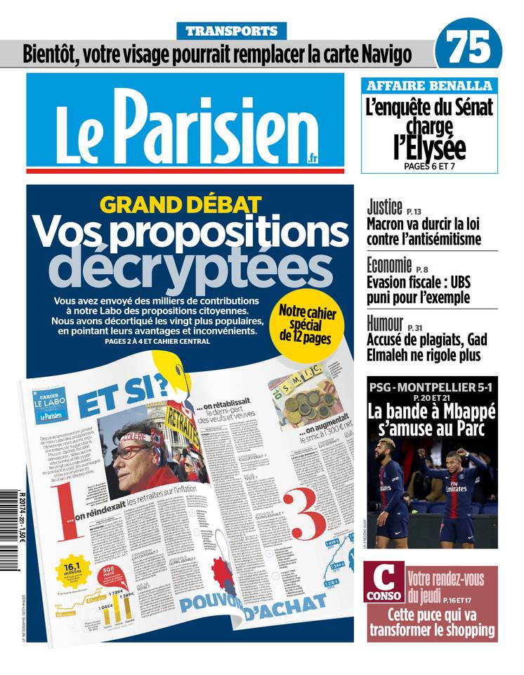 Le Parisien 21 février 2019 Abonnement Le Parisien Pas Cher avec le BOUQUET INFO ePresse.fr