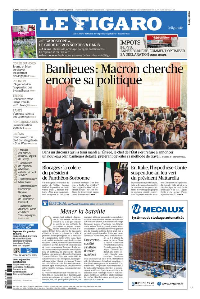 Le Figaro 23 mai 2018 Le Figaro du 23 mai 2018 à télécharger sur iPad