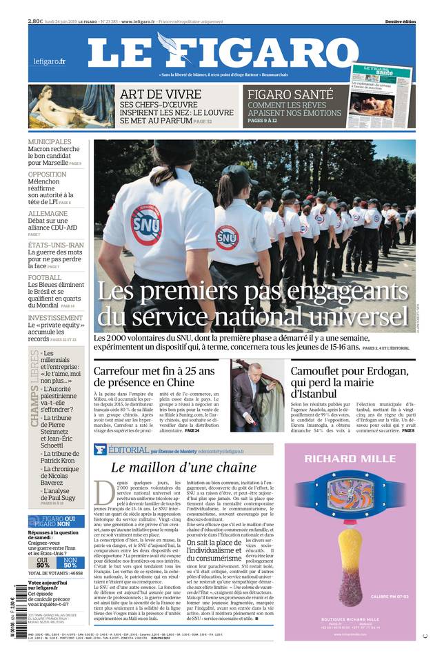Le Figaro 24 juin 2019 Le Figaro du 24 juin 2019 à télécharger sur iPad