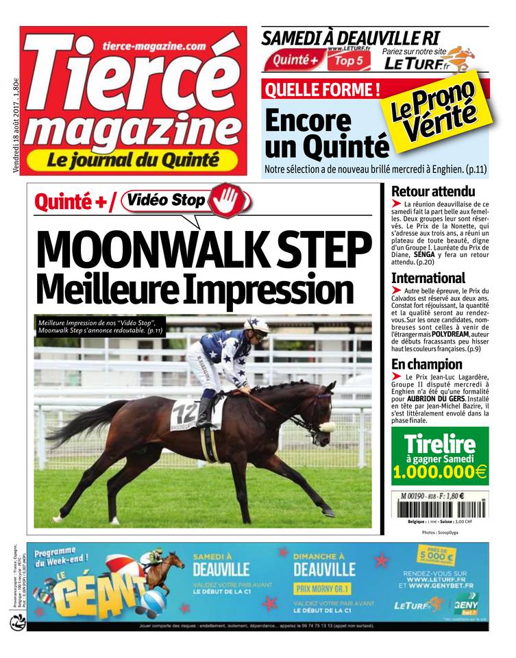 Tiercé Magazine 18 août 2017 Abonnement Tiercé Mag Pas Cher avec le BOUQUET ePresse.fr