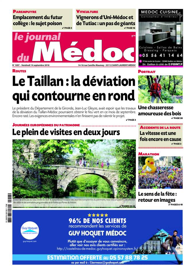 Le Journal du Médoc 13 septembre 2018 Abonnement Le Journal du Médoc Pas Cher avec BOUQUET INFO ePresse.fr