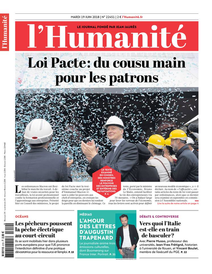L'Humanité 19 juin 2018 Abonnement à L’Humanité Pas Cher avec le BOUQUET INFO ePresse.fr