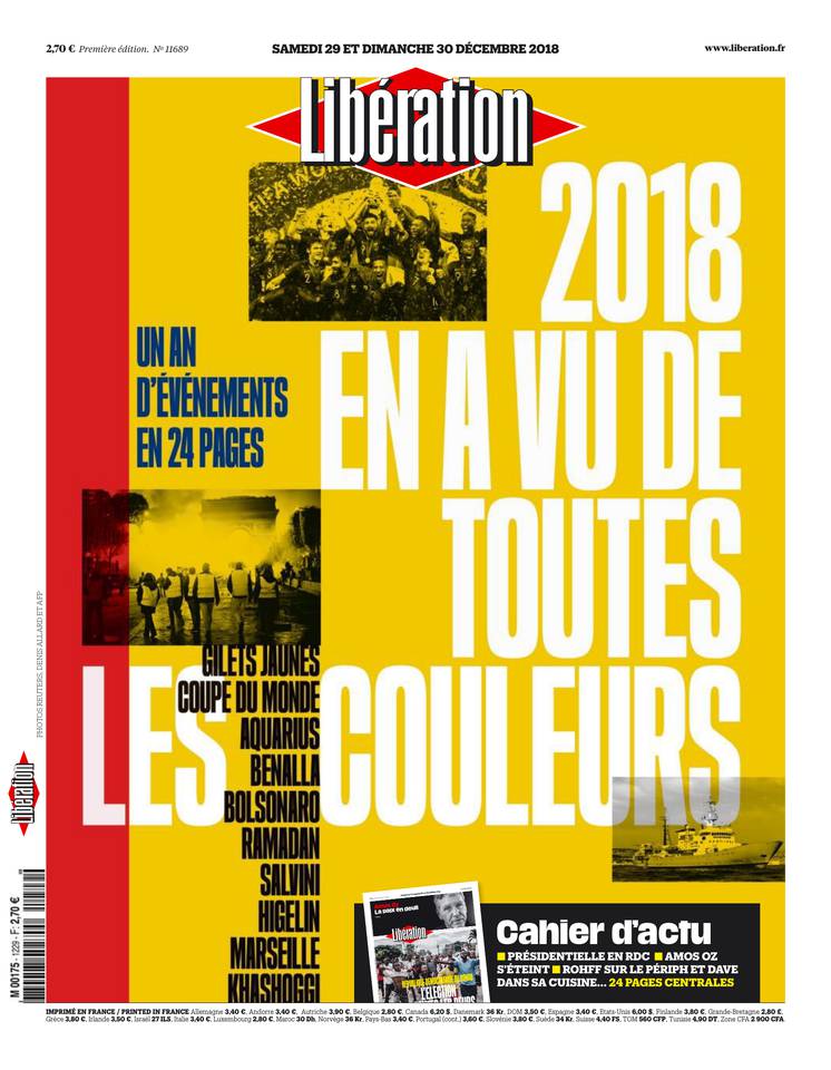 Libération 29 décembre 2018 Libération du 29 décembre 2018 à télécharger sur iPad