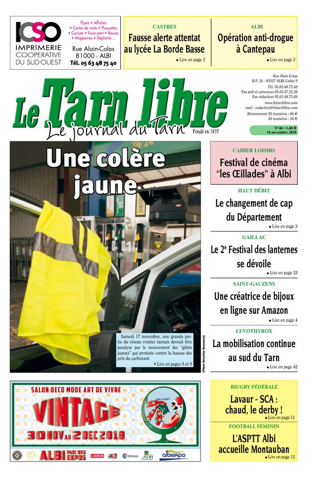 Le Tarn libre 16 novembre 2018 Le Tarn libre du 16 novembre 2018