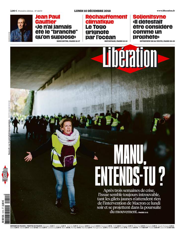 Libération 10 décembre 2018 Libération du 10 décembre 2018 à télécharger sur iPad