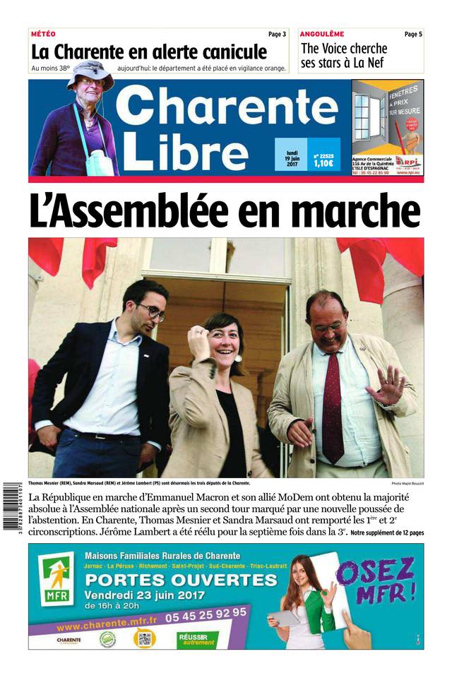 Charente Libre 19 juin 2017 Charente Libre du 19 juin 2017 à télécharger sur iPad