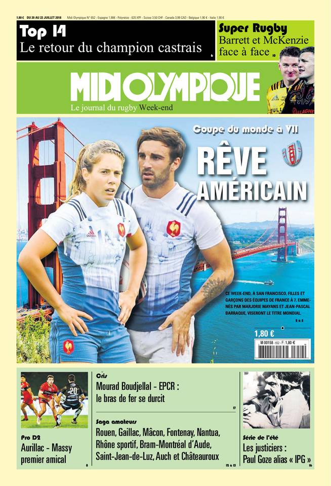 Midi Olympique Vert 20 juillet 2018 Midi Olympique Vert du 20 juillet 2018 à télécharger sur iPad