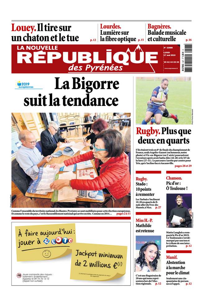 La Nouvelle République des Pyrénées 27 mai 2019 La Nouvelle République des Pyrénées du 27 mai 2019 à télécharger sur iPad