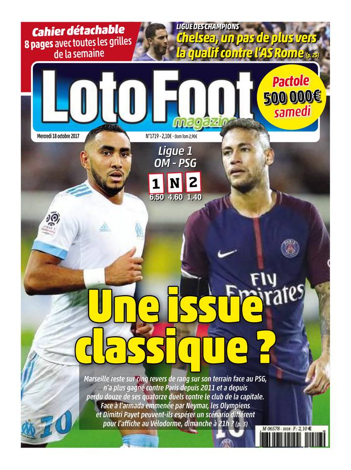Loto Foot Magazine 18 octobre 2017 Abonnement Loto Foot Mag Pas Cher avec le BOUQUET ePresse.fr