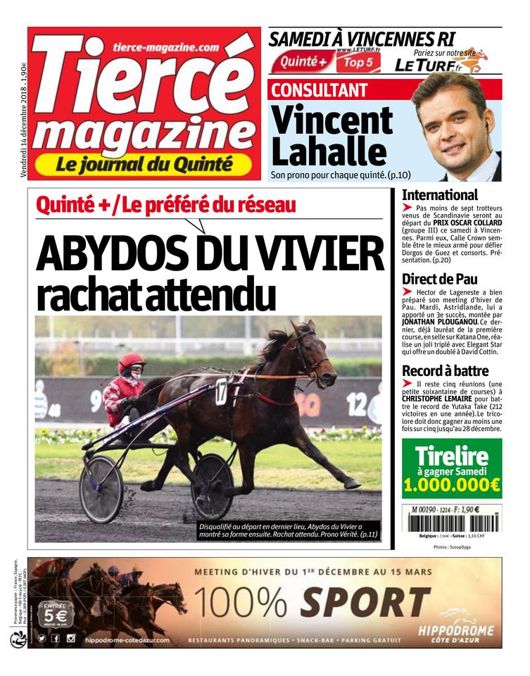Tiercé Magazine 14 décembre 2018 Abonnement Tiercé Mag Pas Cher avec le BOUQUET ePresse.fr