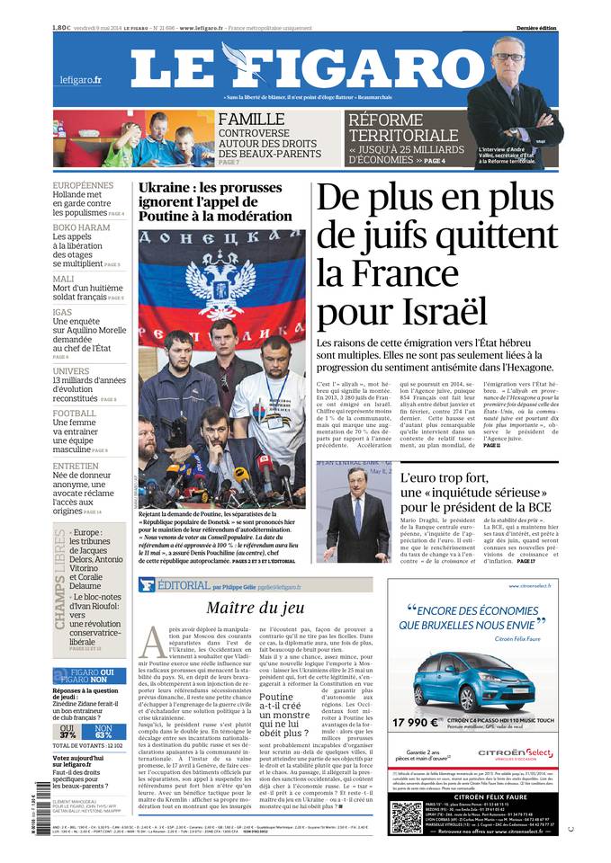 Le Figaro 09 mai 2014 Le Figaro du 09 mai 2014 à télécharger sur iPad