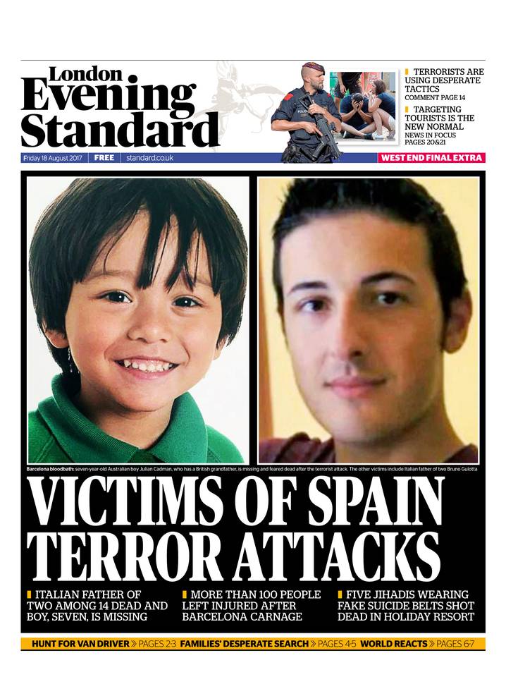 Evening Standard 18 août 2017 Abonnement London Evening Standard Pas Cher avec le BOUQUET ePresse.fr