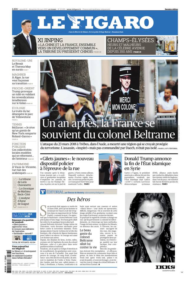 Le Figaro 23 mars 2019 Le Figaro du 23 mars 2019 à télécharger sur iPad
