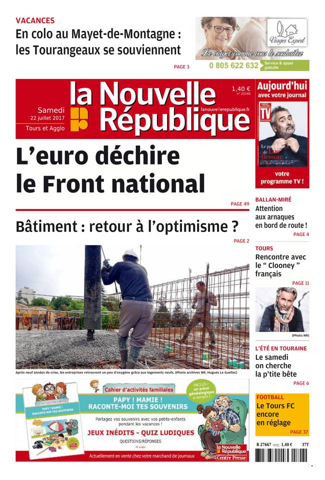 La Nouvelle République 22 juillet 2017 Abonnement Nouvelle République Pas Cher avec le BOUQUET ePresse.fr