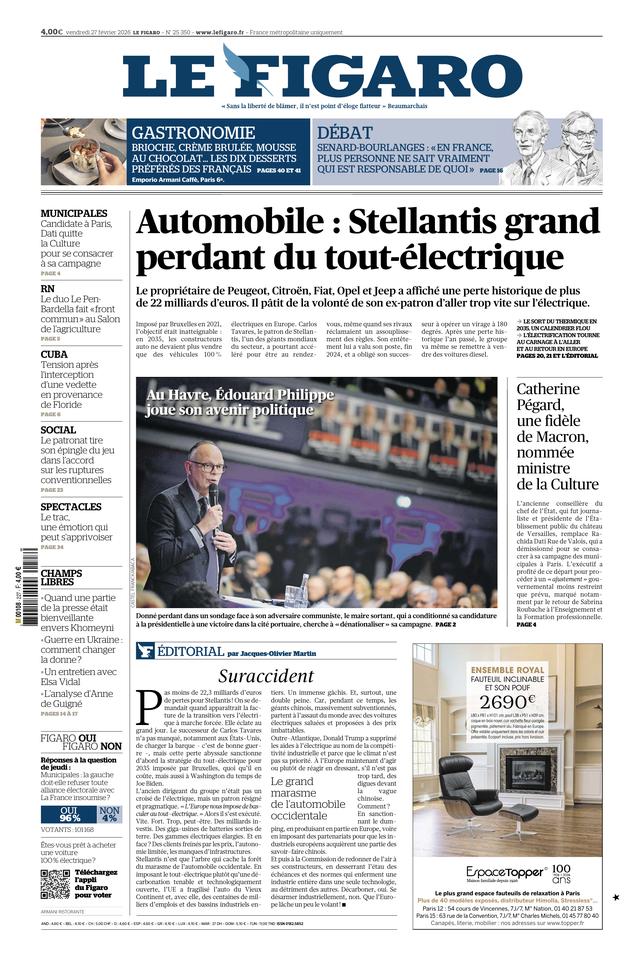 Le Figaro Une du 27 février 2026