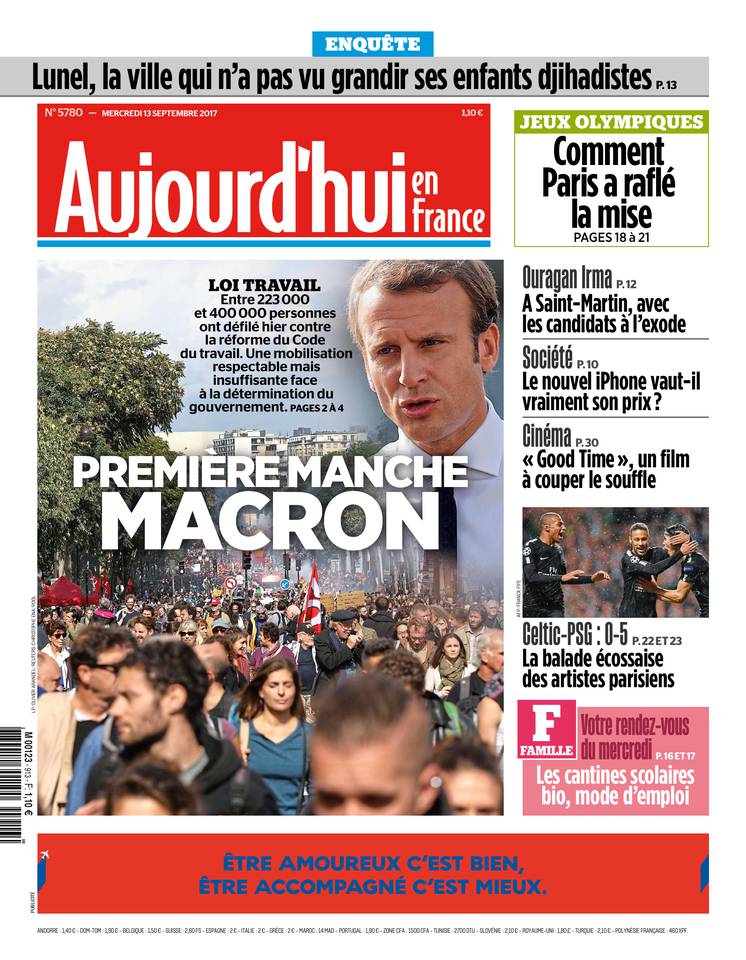 Aujourd'hui en France 13 septembre 2017 Aujourd'hui en France du 13 septembre 2017 à télécharger sur iPad