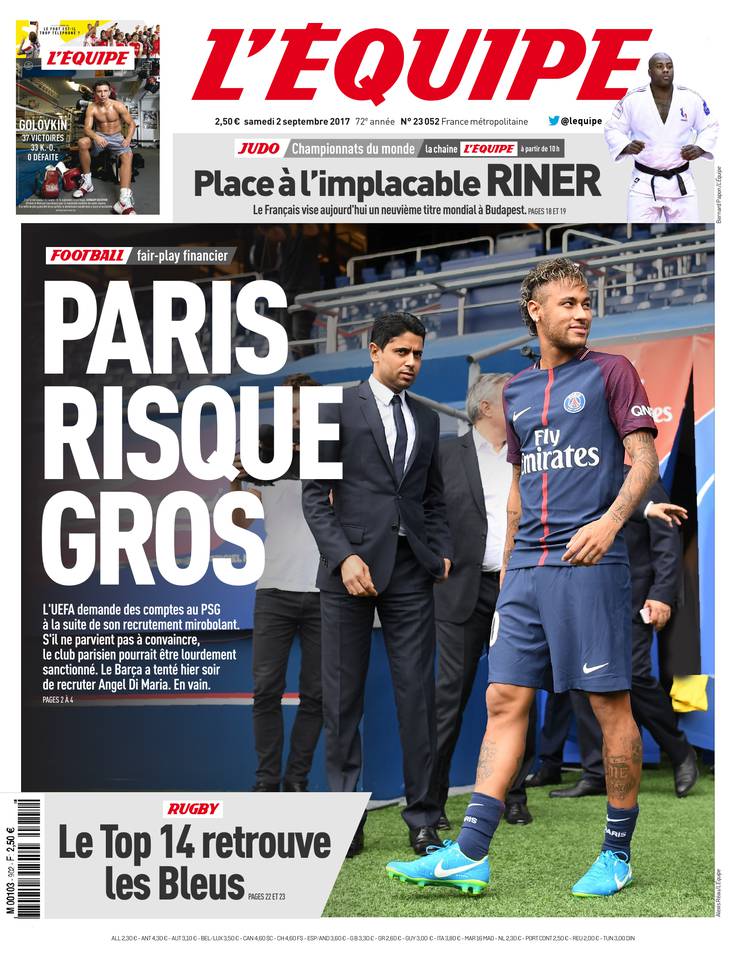 L'Équipe 02 septembre 2017 L'Équipe du 02 septembre 2017 à télécharger sur iPad