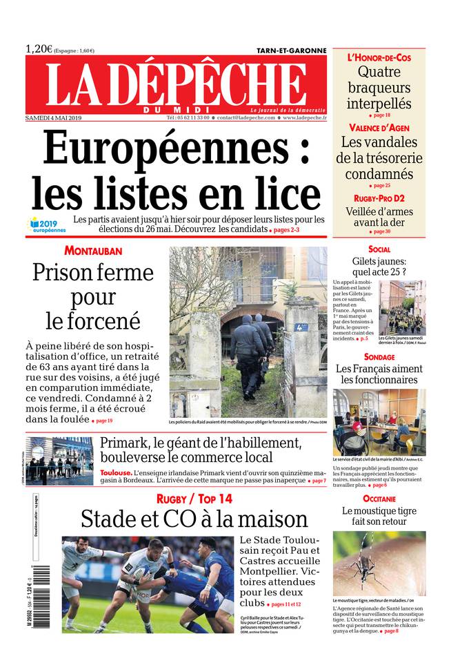 La Dépêche du Midi 04 mai 2019 La Dépêche du Midi du 04 mai 2019 à télécharger sur iPad