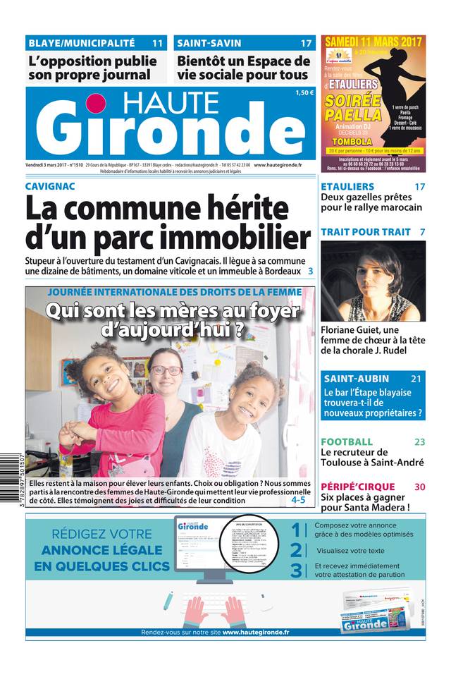 Haute Gironde 03 mars 2017 Haute Gironde du 03 mars 2017 à télécharger sur iPad