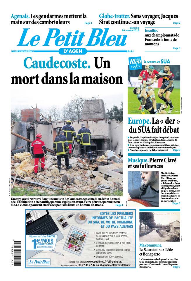 Le Petit Bleu d'Agen 20 janvier 2019 Le Petit Bleu d'Agen du 20 janvier 2019