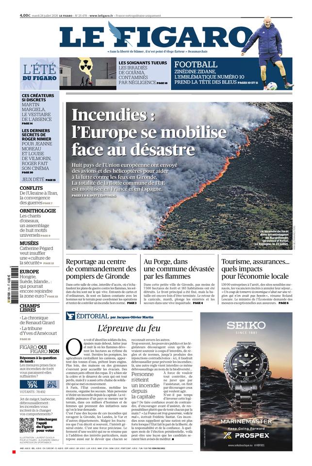 Le Figaro Une du 28 juillet 2026