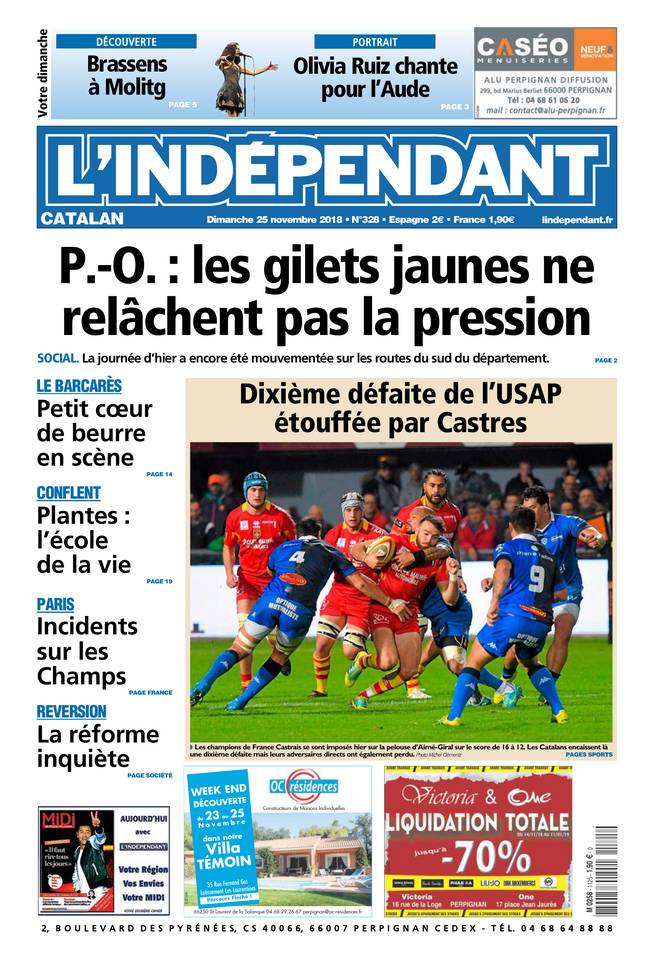 L'Indépendant 25 novembre 2018 L'Indépendant du 25 novembre 2018 à télécharger sur iPad