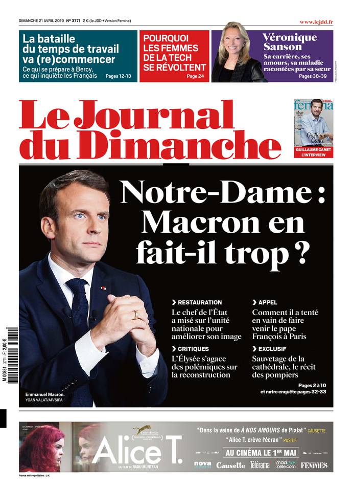 Le Journal du Dimanche 21 avril 2019 Abonnement Journal du Dimanche Pas Cher avec le BOUQUET ePresse.fr