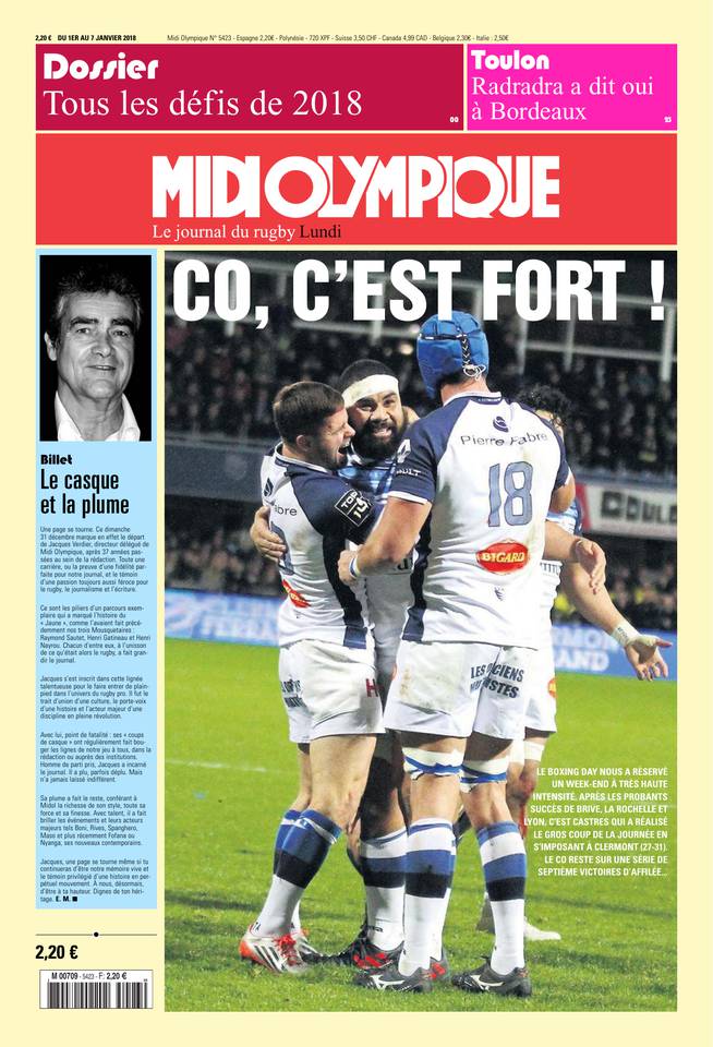 Midi Olympique Rouge 01 janvier 2018 Midi Olympique Rouge N°5423 du 01 janvier 2018 à télécharger sur iPad