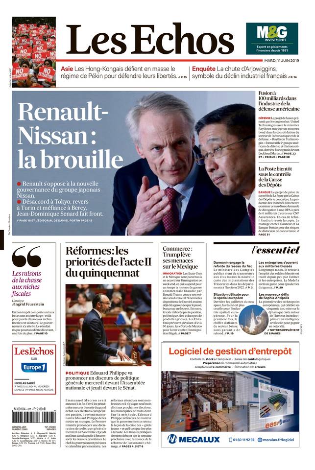 Les Echos 11 juin 2019 Les Echos du 11 juin 2019 à télécharger sur iPad