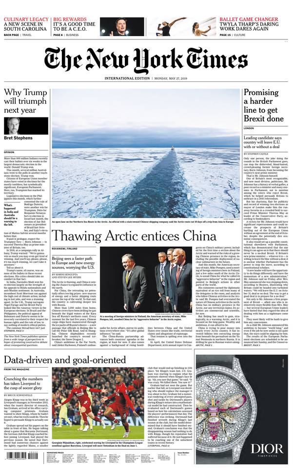International New York Times 27 mai 2019 Abonnement International NY Times Pas Cher avec le BOUQUET ePresse.fr