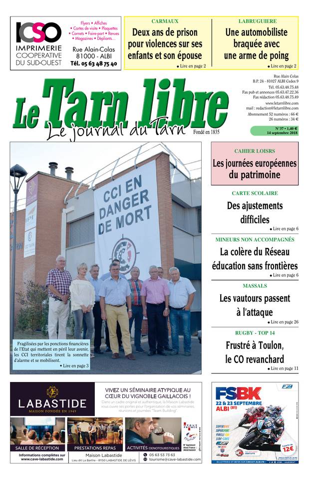 Le Tarn libre 14 septembre 2018 Le Tarn libre du 14 septembre 2018