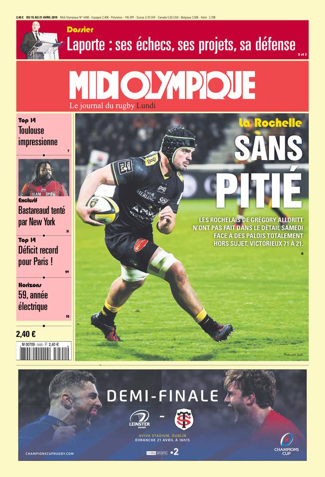 Midi Olympique Rouge 15 avril 2019 Abonnement Midi Olympique Pas Cher avec le BOUQUET SPORT ePresse.fr