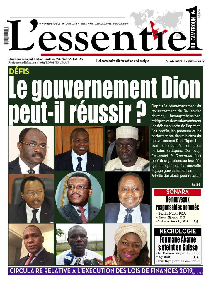 L'essentiel du Cameroun 15 janvier 2019 L'essentiel du Cameroun du 15 janvier 2019