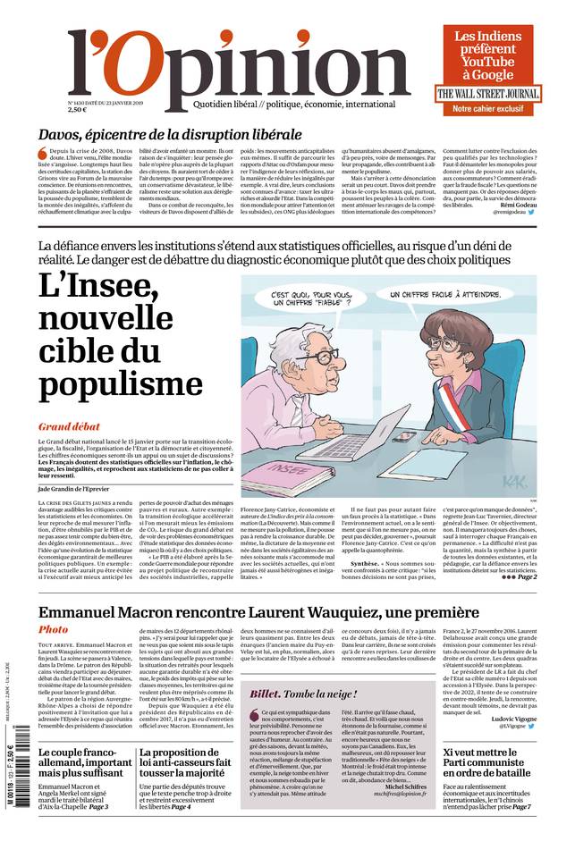 L'Opinion 23 janvier 2019 Abonnement à L’Opinion Pas Cher avec le BOUQUET INFO ePresse.fr