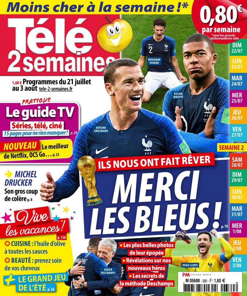 Télé 2 Semaines 16 juillet 2018 Télé 2 Semaines N°380 du 16 juillet 2018 à télécharger sur iPad