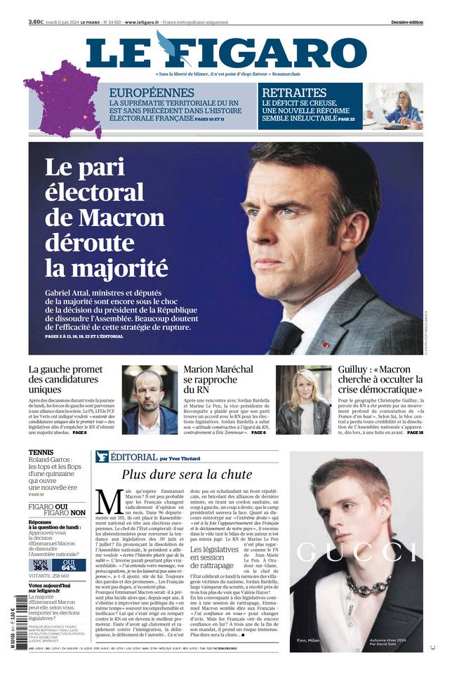 Le Figaro Une du 11 juin 2024