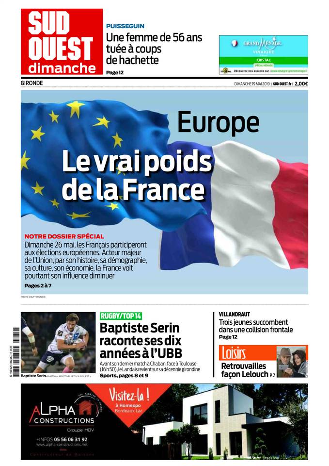 Sud Ouest Dimanche 19 mai 2019 Abonnement Sud Ouest Pas Cher avec BOUQUET INFO ePresse.fr