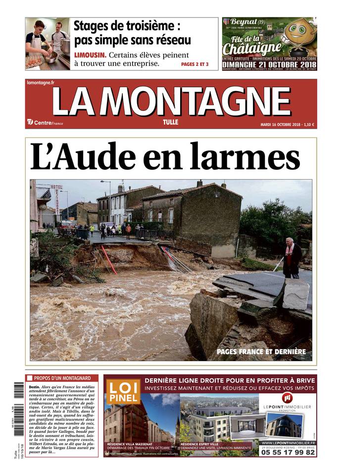 La Montagne 16 octobre 2018 Abonnement La Montagne Pas Cher avec le BOUQUET INFO ePresse.fr