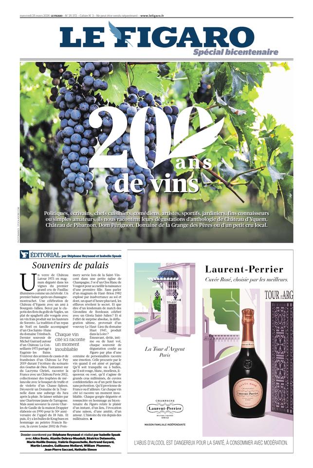 200 ans du Figaro Une du 25 mars 2026