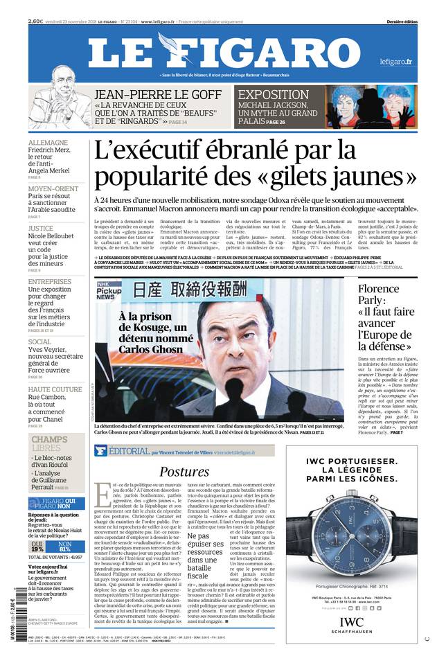 Le Figaro 23 novembre 2018 Le Figaro du 23 novembre 2018 à télécharger sur iPad