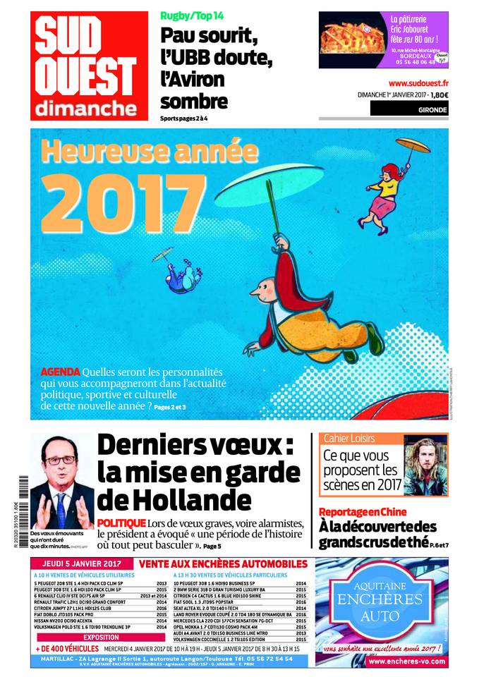Sud Ouest Dimanche 01 janvier 2017 Sud Ouest Dimanche du 01 janvier 2017 à télécharger sur iPad