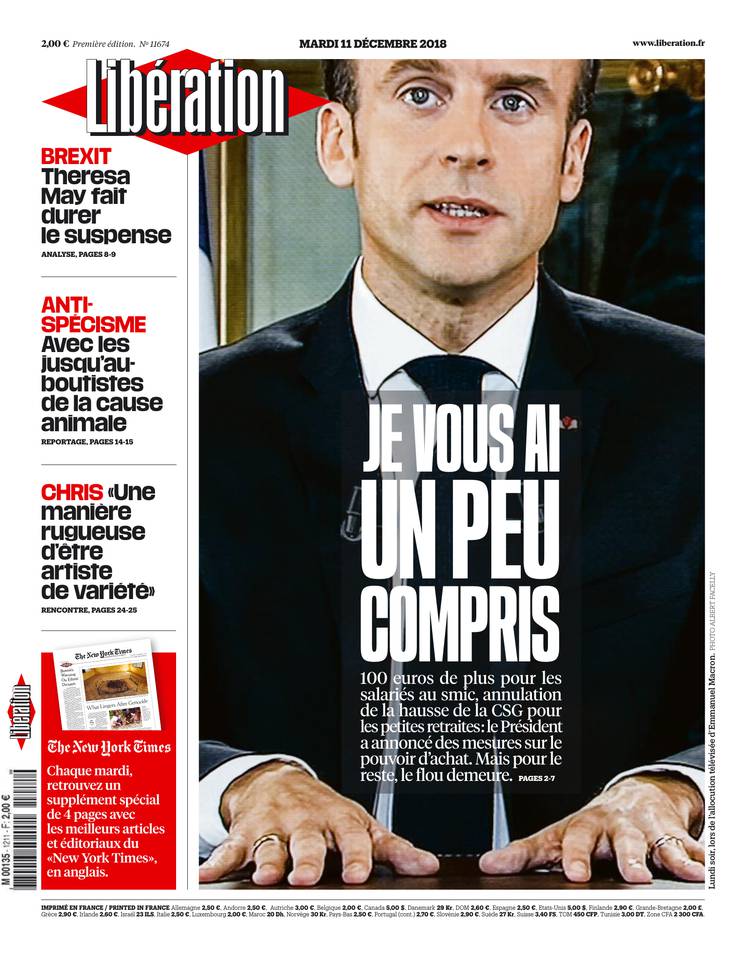 Libération 11 décembre 2018 Libération du 11 décembre 2018 à télécharger sur iPad