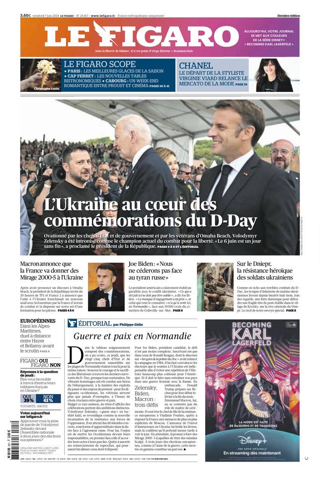 Le Figaro Une du 7 juin 2024