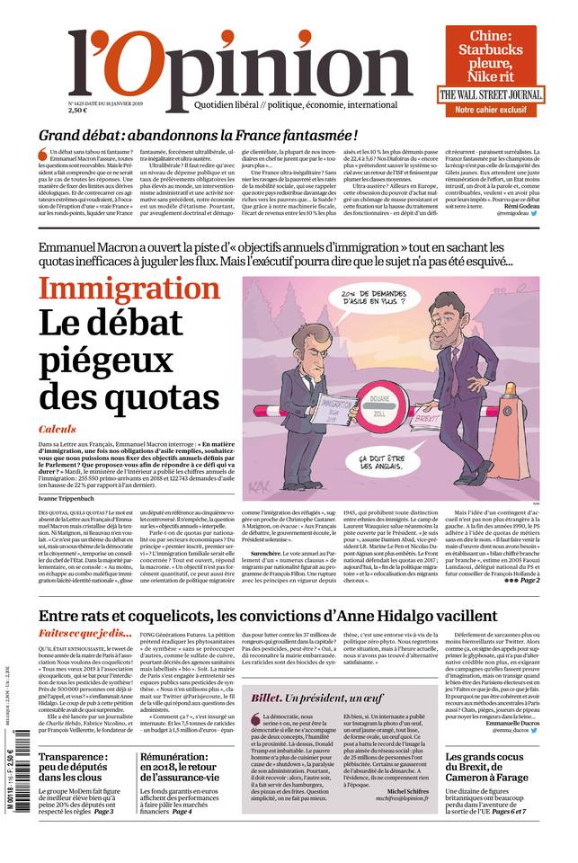 L'Opinion 16 janvier 2019 Abonnement à L’Opinion Pas Cher avec le BOUQUET INFO ePresse.fr